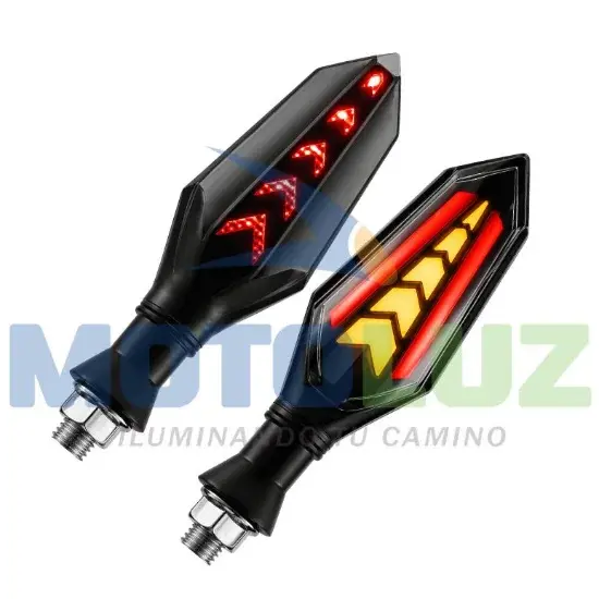 DIRECCIONALES LUZ ROJA Y AMBAR - ESTATICA Y CORREDIZA MTZ117 - 12V marca MOTOLUZ para moto | Moto Luz Perú