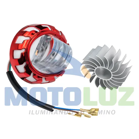 FOCO DELANTERO REDONDO CON LED OJO DE GATO marca MOTOLUZ para moto | Moto Luz Perú
