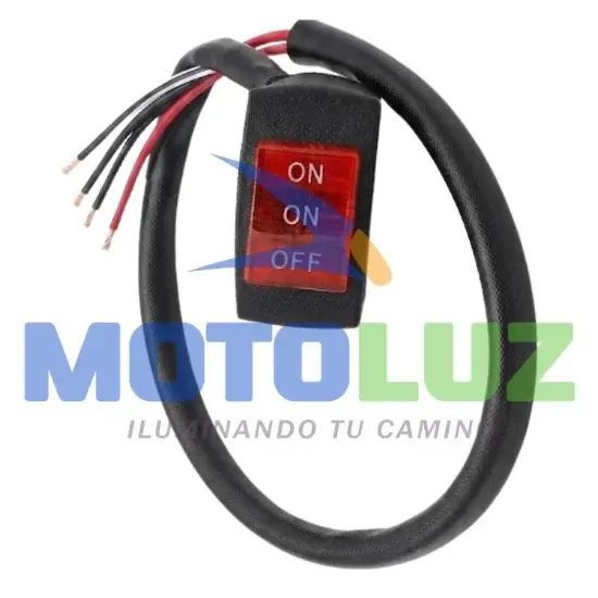 INTERRUPTOR LED C159 ROJO 3 GOLPES marca MOTOLUZ para moto | Moto Luz Perú