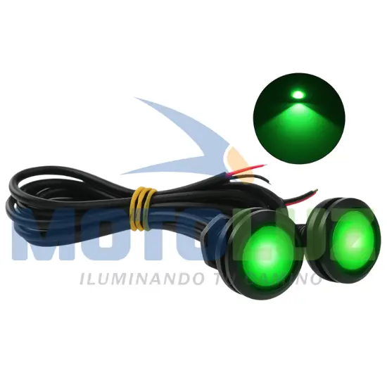 OJOS DE ÁGUILA LED VERDE PARA MOTO – LUZ FIJA Y CORTADORA 12V marca MOTOLUZ para moto | Moto Luz Perú