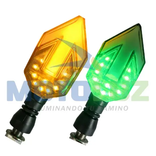 DIRECCIONALES 102 LUZ VERDE CON AMBAR marca MOTOLUZ para moto | Moto Luz Perú