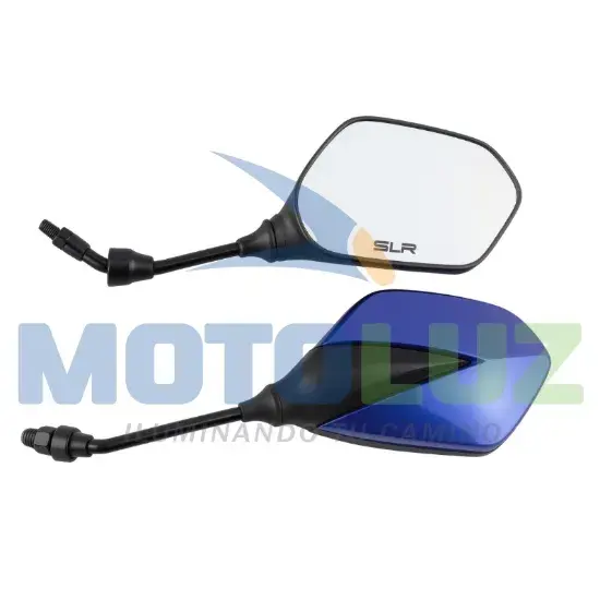 PAR DE ESPEJOS DOBLE COLOR 10MM AZUL STD marca MOTOLUZ para moto | Moto Luz Perú