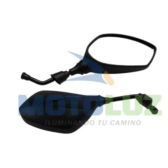 PAR DE ESPEJOS DOBLE COLOR 10MM NEGRO STD marca MOTOLUZ para moto | Moto Luz Perú