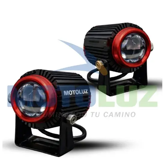 CAÑONES LÁSER LED PARA MOTO CON ARO ROJO – LUZ BLANCA Y ÁMBAR marca MOTOLUZ para moto | Moto Luz Perú