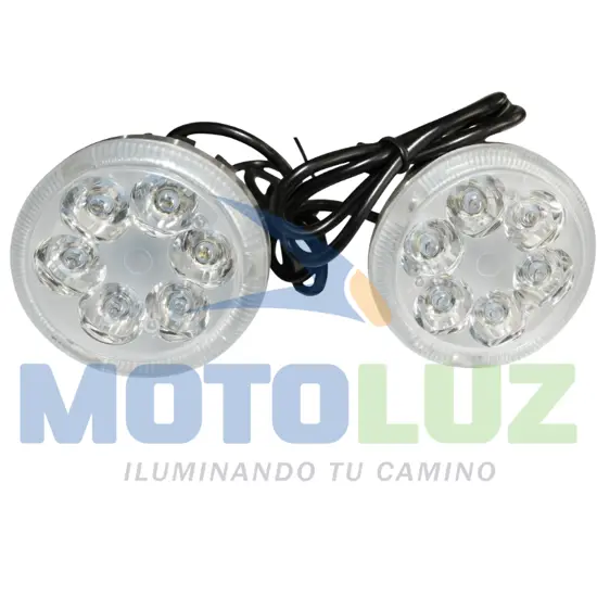 PAR FARITOS 6 LEDS ARO MULTICOLOR - BASE TIMÓN marca MOTOLUZ para moto | Moto Luz Perú