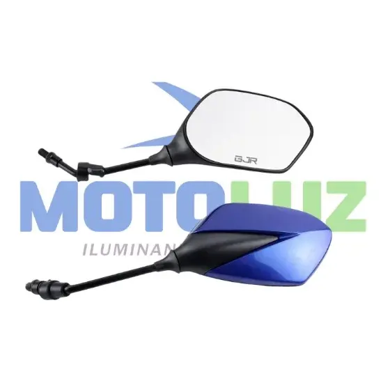 PAR DE MINI ESPEJOS DOBLE COLOR AZUL / NEGRO marca MOTOLUZ para moto | Moto Luz Perú