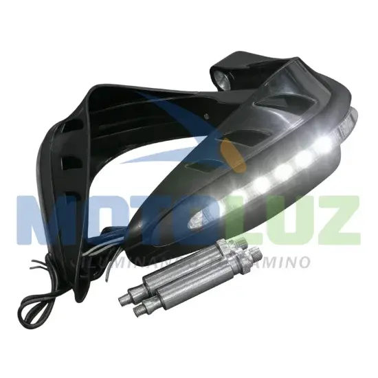 PAR DE PROTECTORES DE MANO  NEGRO CON LUZ LED marca MOTOLUZ para moto | Moto Luz Perú