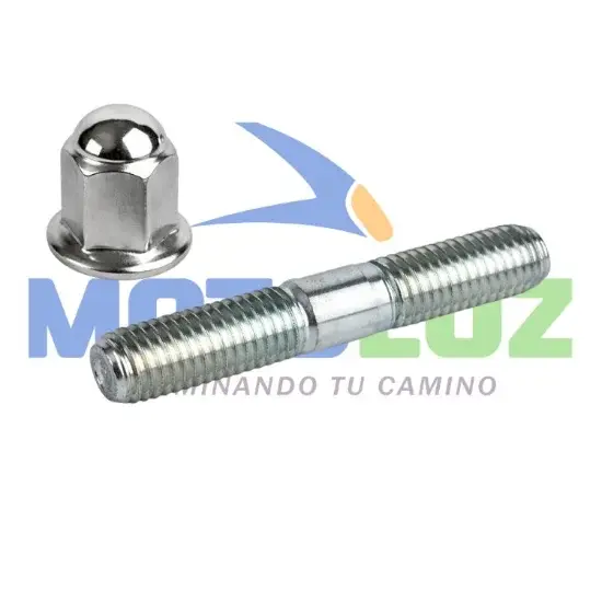 PERNO ESPARRAGO DE TUBO DE ESCAPE 8MM CON TUERCA CASTILLO marca MOTOLUZ para moto | Moto Luz Perú